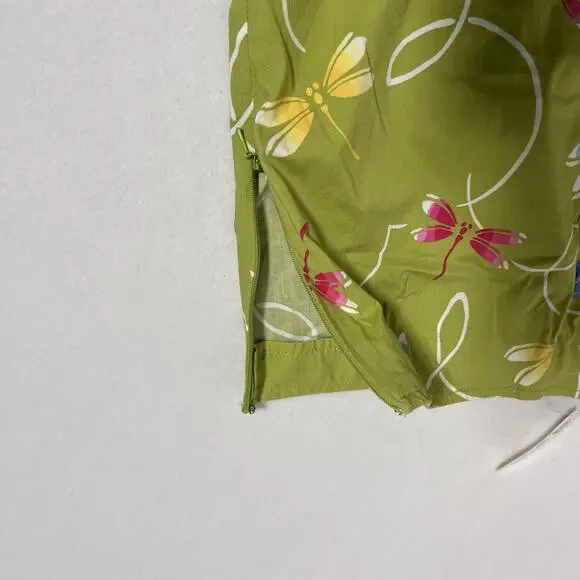 Talbots Kids Skirt Girls 16 Green Dragonfly Print A Line Stretch School Nature - Picture 4 of 7